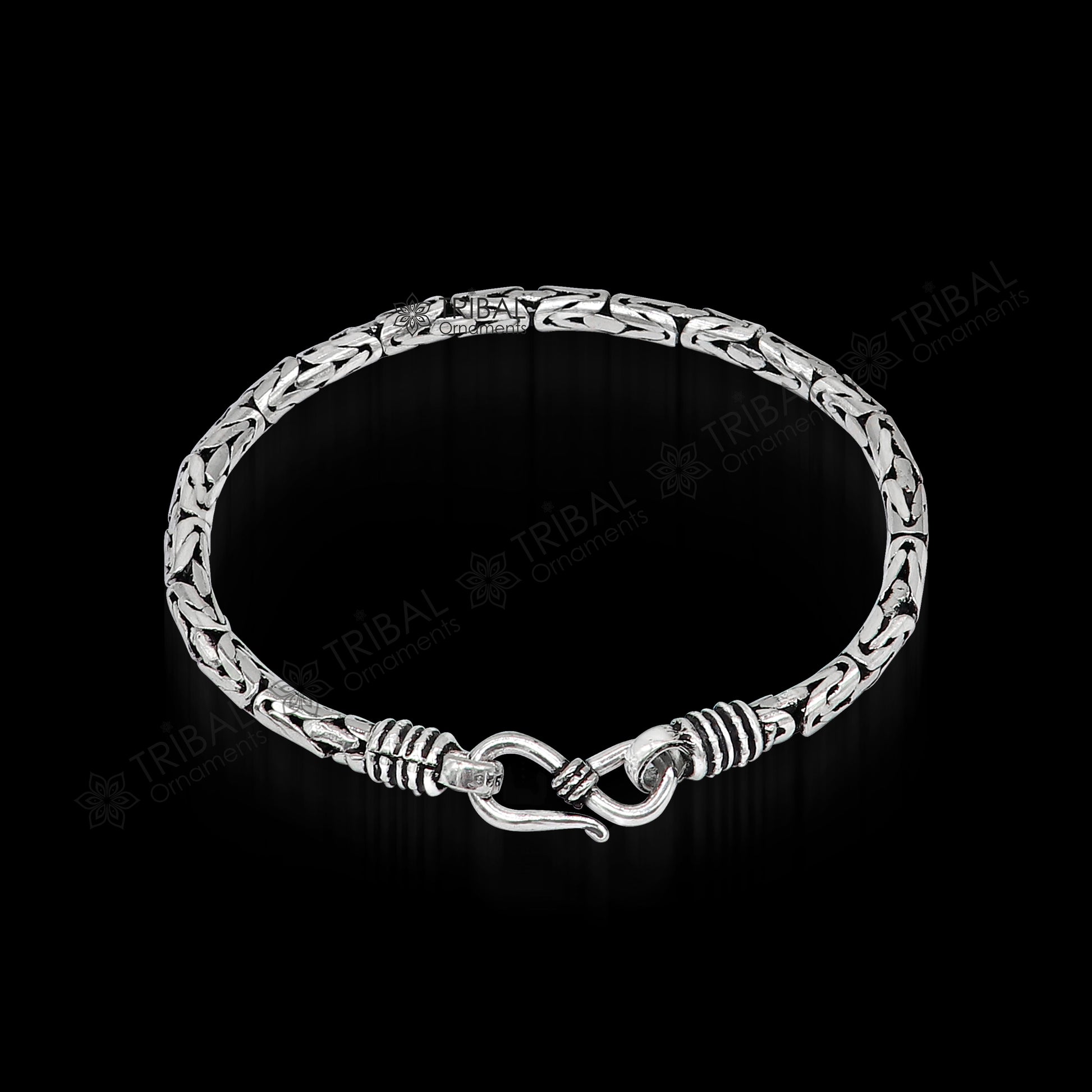 3.5mm 6.5" to 8.5" Unique byzantine design 925 Sterling silver handmade chain bracelet flexible bracelet unisex jewelry from India  sbr729 - TRIBAL ORNAMENTS