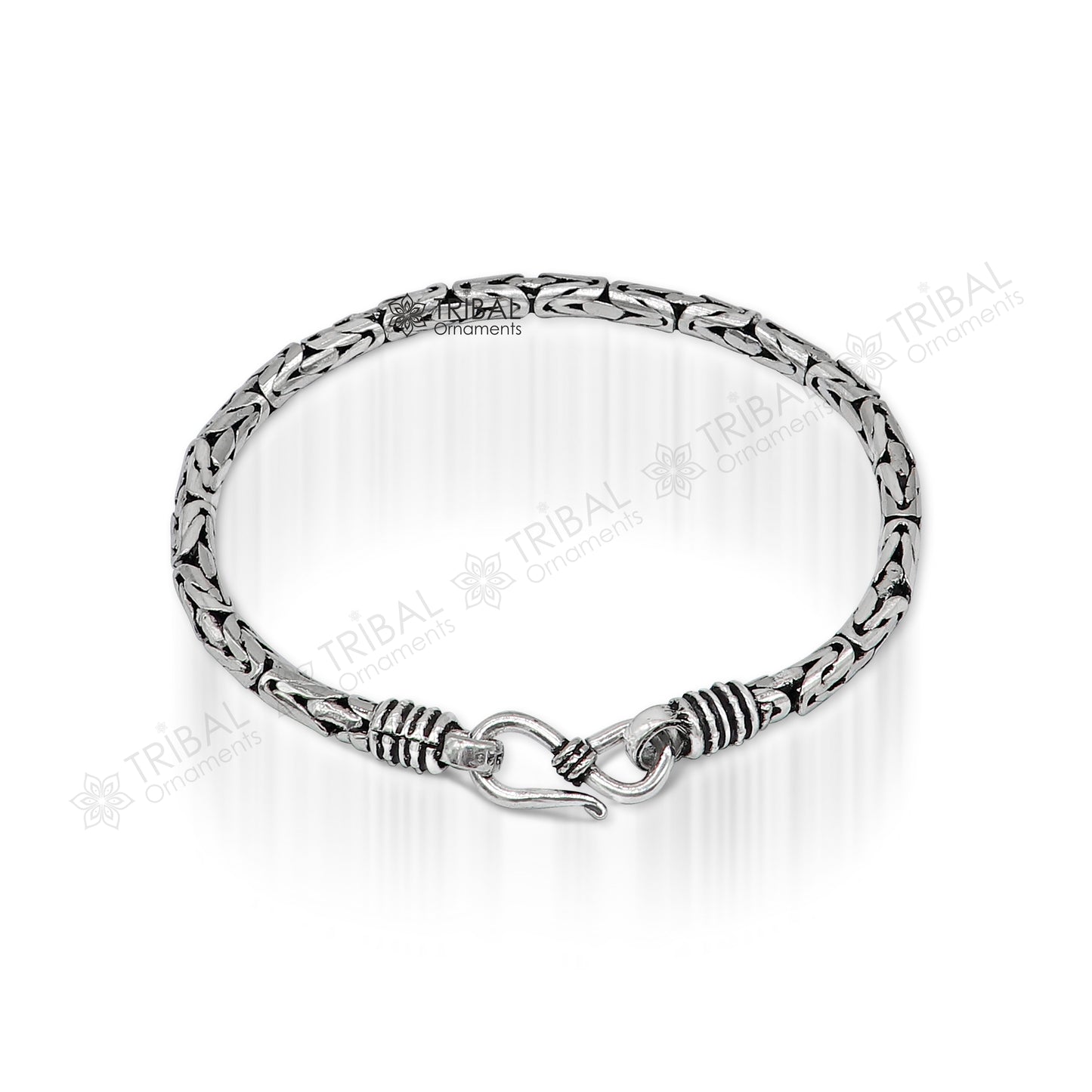 3.5mm 6.5" to 8.5" Unique byzantine design 925 Sterling silver handmade chain bracelet flexible bracelet unisex jewelry from India  sbr729 - TRIBAL ORNAMENTS