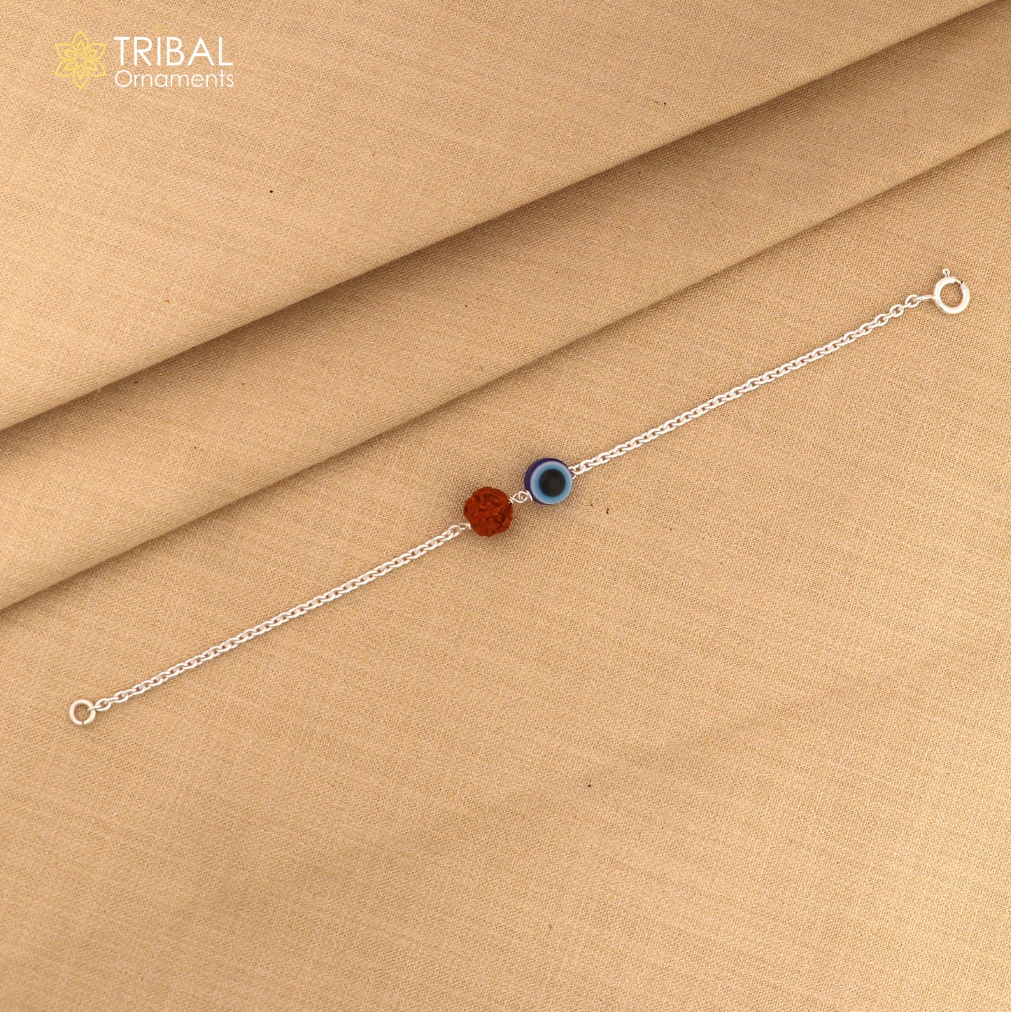 Evil eye with rudraksha silver bracelet 925 Sterling silver unisex chain bracelet jewelry sbr781 - TRIBAL ORNAMENTS