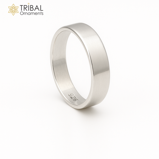 925 solid sterling silver plain flat 3.5 mm ring band, fabulous wedding anniversary gift for him her, 925 stamped ring stylish jewelry sr288 - TRIBAL ORNAMENTS