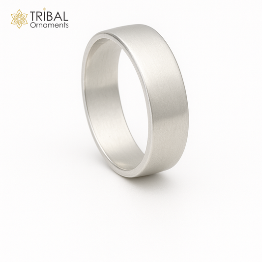 925 solid sterling silver plain flat 4.5 mm ring band, fabulous wedding anniversary gift for him her, 925 stamped ring stylish jewelry sr287 - TRIBAL ORNAMENTS