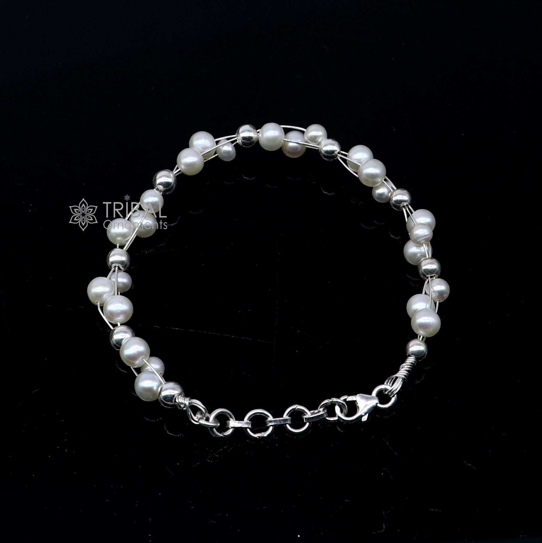 925 sterling silver handmade customized beaded bracelet, awesome natural pearl unisex bracelet gifting jewellery for girls sbr744 - TRIBAL ORNAMENTS