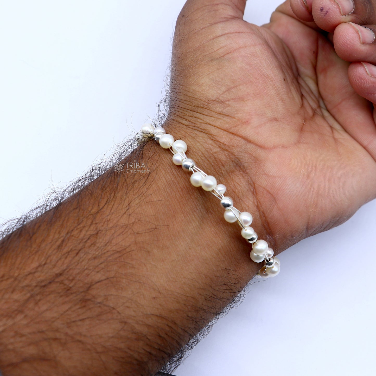 925 sterling silver handmade customized beaded bracelet, awesome natural pearl unisex bracelet gifting jewellery for girls sbr744 - TRIBAL ORNAMENTS