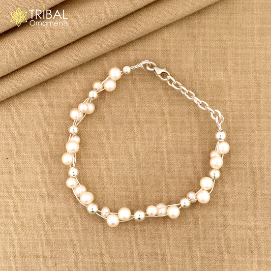 925 sterling silver beaded bracelet,natural pearl unisex bracelet gifting jewellery sbr744 - TRIBAL ORNAMENTS