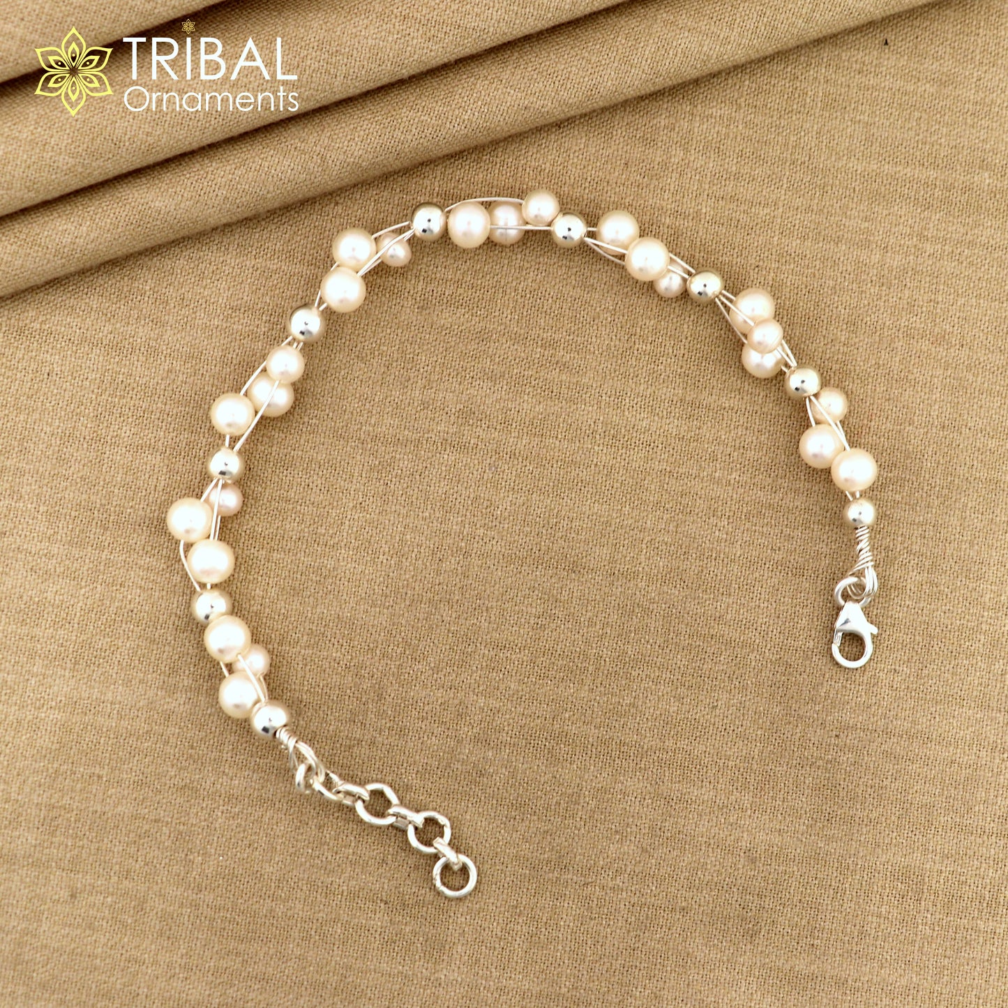 925 sterling silver beaded bracelet,natural pearl unisex bracelet gifting jewellery sbr744 - TRIBAL ORNAMENTS