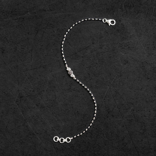 925 sterling silver black beaded chain bracelet Combo use bracelet or anklets, Mangalsutra bracelet mbr07 - TRIBAL ORNAMENTS
