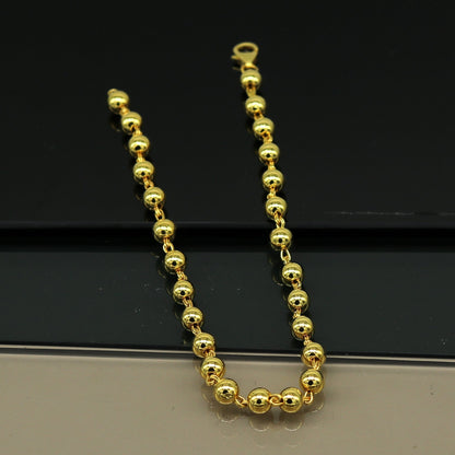 925 sterling silver handmade beaded bracelet with gold polish, stylish unisex jewelry, perfect for customized gifting by TRIBAL ORNAMENTS.