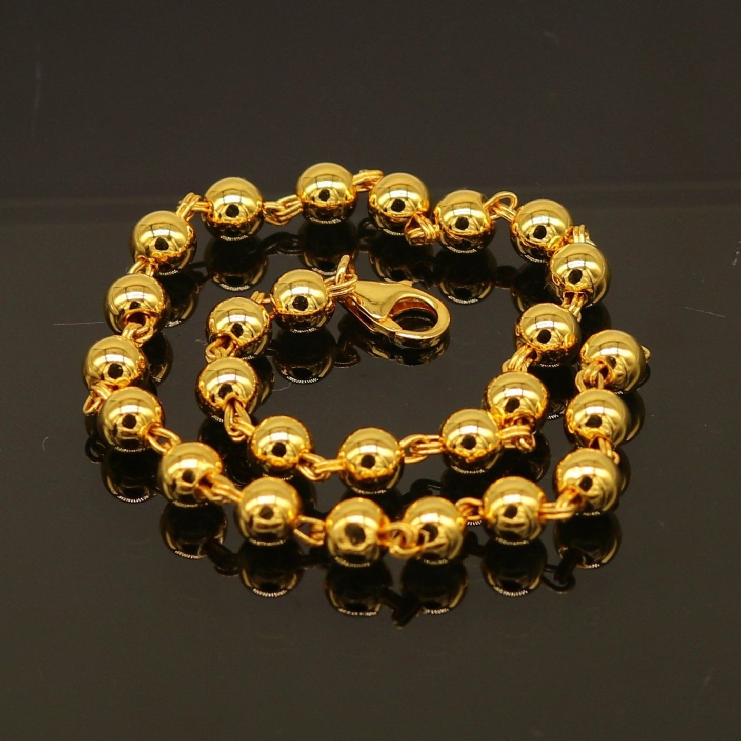 925 sterling silver handmade gorgeous gold polished beaded bracelet, excellent customized gifting stylish bracelet unisex jewelry sbr210 - TRIBAL ORNAMENTS