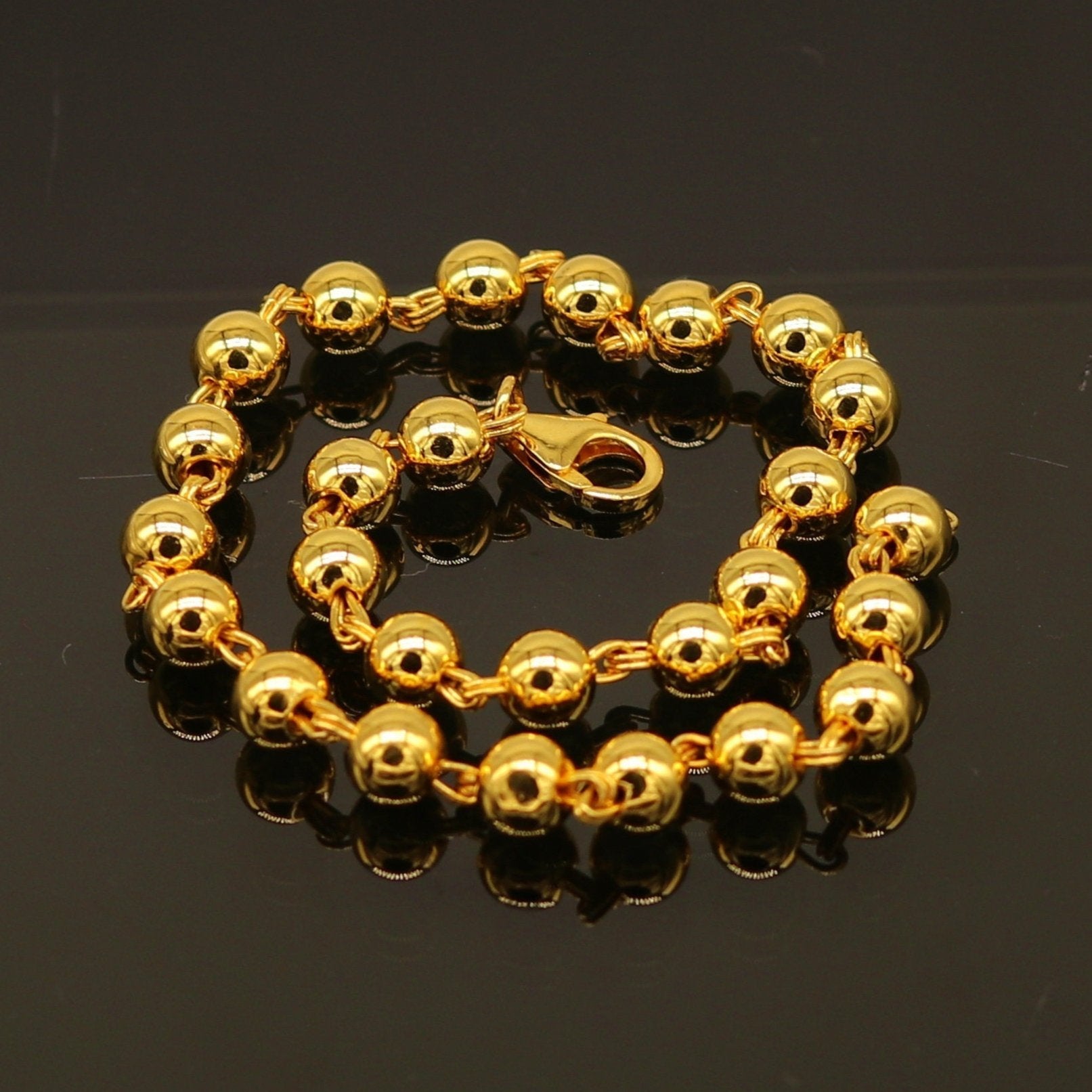 925 sterling silver handmade gorgeous gold polished beaded bracelet, excellent customized gifting stylish bracelet unisex jewelry sbr210 - TRIBAL ORNAMENTS