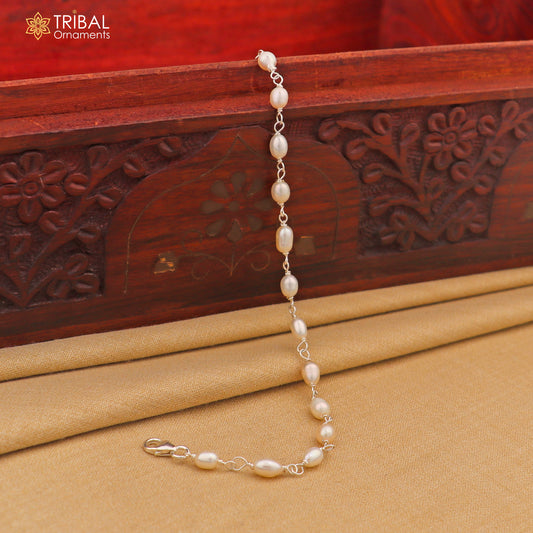 925 sterling silver handmade customized beaded bracelet, awesome natural pearl unisex bracelet gifting jewelry for girls nsbr190 - TRIBAL ORNAMENTS