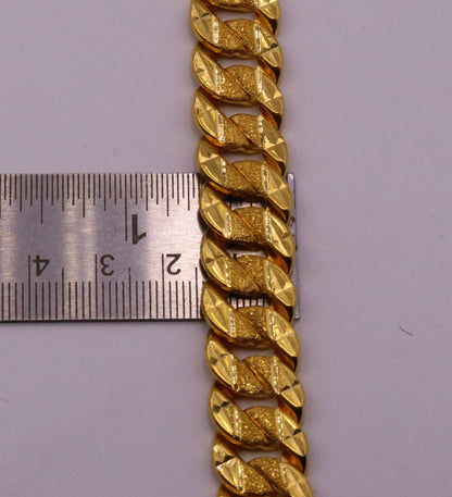 22kt yellow gold handmade gorgeous link chain diamond cut design bracelet jewelry hallmarked jewelry from india - TRIBAL ORNAMENTS