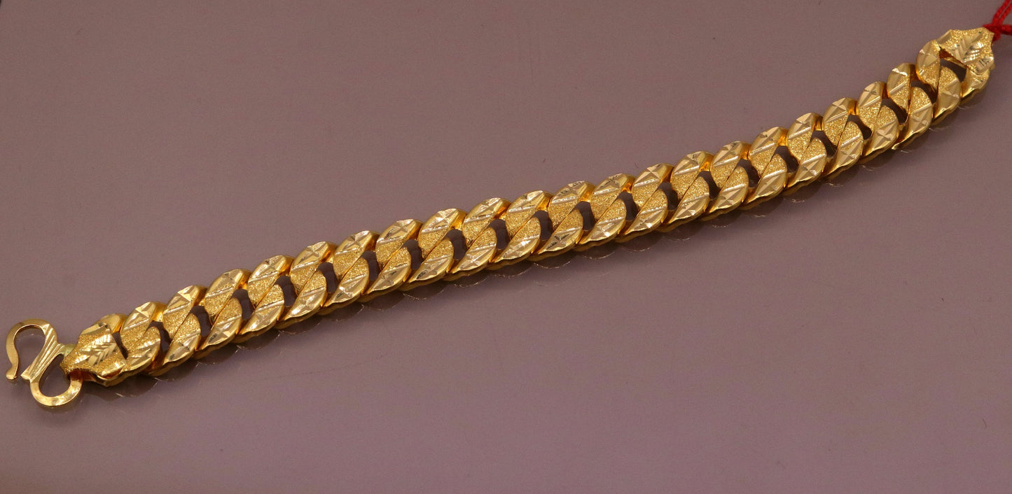 22kt yellow gold handmade gorgeous link chain diamond cut design bracelet jewelry hallmarked jewelry from india - TRIBAL ORNAMENTS