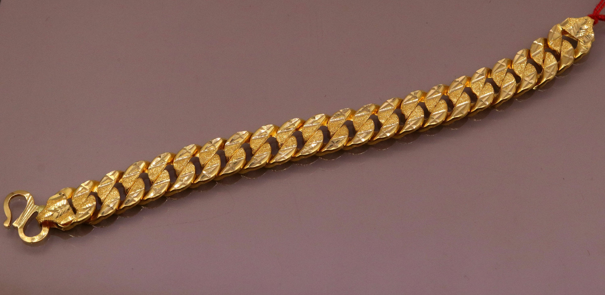 22kt yellow gold handmade gorgeous link chain diamond cut design bracelet jewelry hallmarked jewelry from india - TRIBAL ORNAMENTS