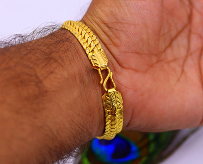 22kt yellow gold handmade gope chain bracelet amazing royal design certified bracelet unisex jewelry from Rajasthan India - TRIBAL ORNAMENTS