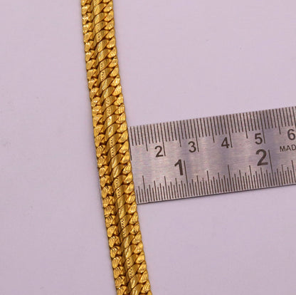 22kt yellow gold handmade gope chain bracelet amazing royal design certified bracelet unisex jewelry from Rajasthan India - TRIBAL ORNAMENTS