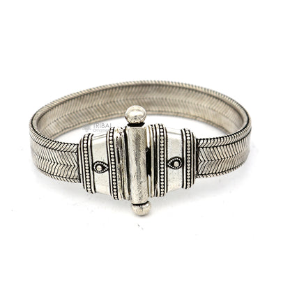 Vintage-style 12mm 925 sterling silver wheat chain bracelet belt by TRIBAL ORNAMENTS, unisex handmade jewelry from Rajasthan, India.