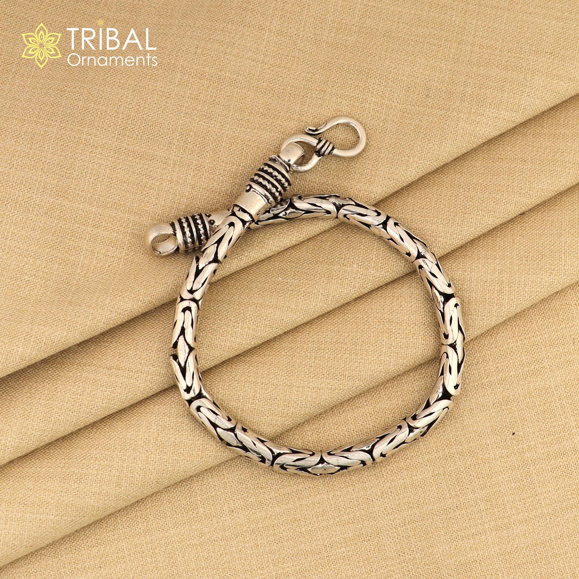 5mm solid men's vintage design 925 PURE silver handmade byzantine chain bracelet flexible bracelet unisex jewelry from india  sbr730 - TRIBAL ORNAMENTS