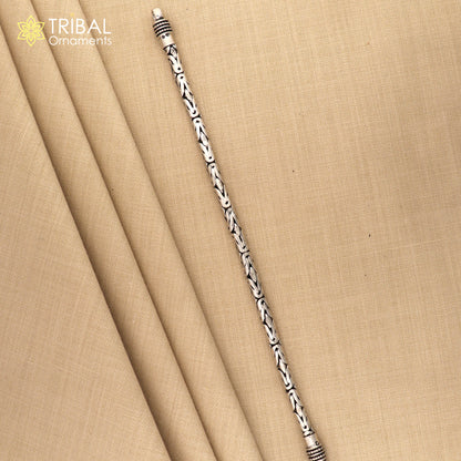 5mm solid men's vintage design 925 silver Byzantine chain bracelet, handmade unisex jewelry from India by Tribal Ornaments.