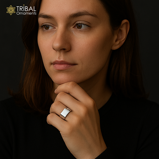 Forma design 925 sterling silver ring unisex Jewelry sr795 - TRIBAL ORNAMENTS