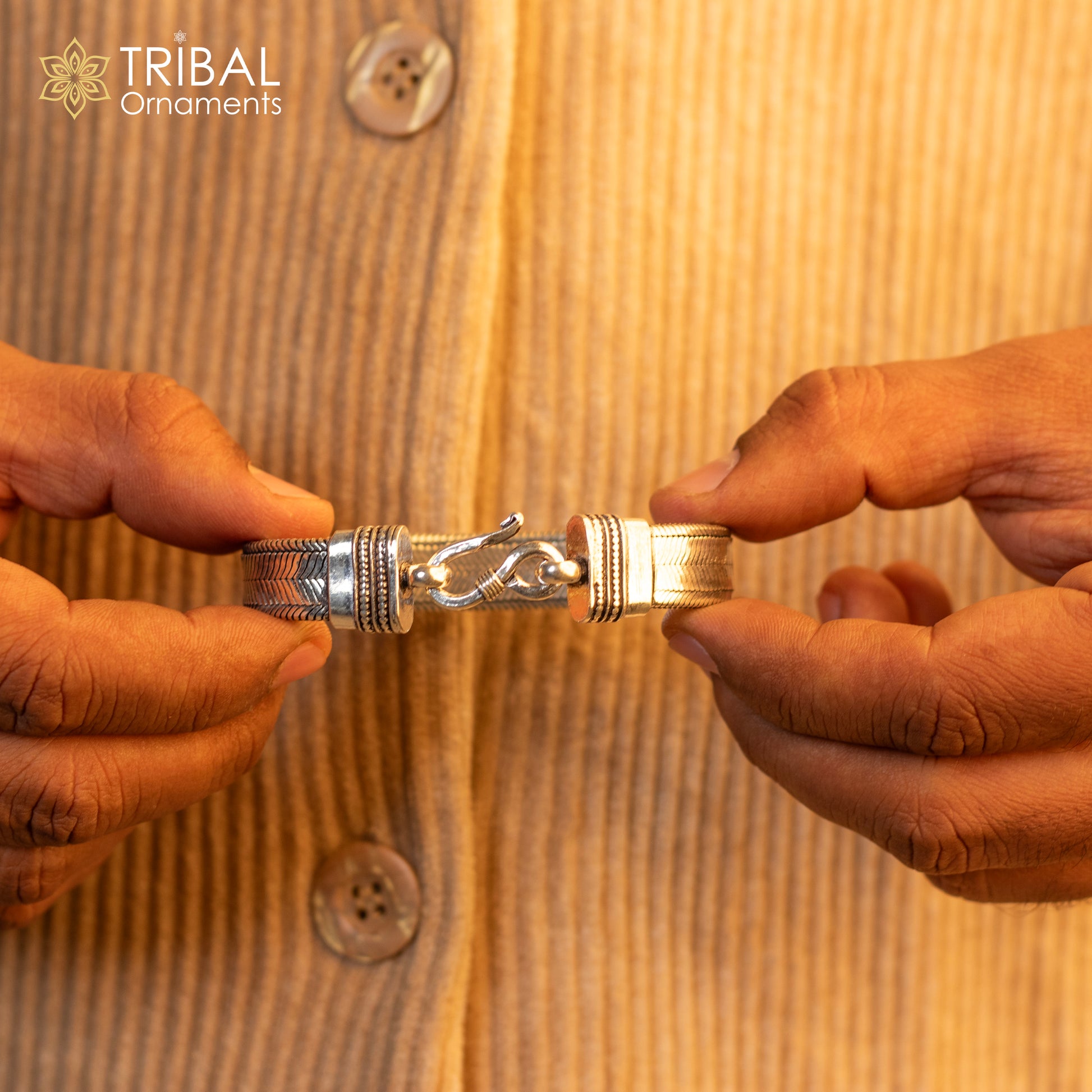 8" Vintage style solid 925 sterling silver handmade gorgeous wheat chain flexible bracelet belt unisex jewelry from Rajasthan India sbr236 - TRIBAL ORNAMENTS