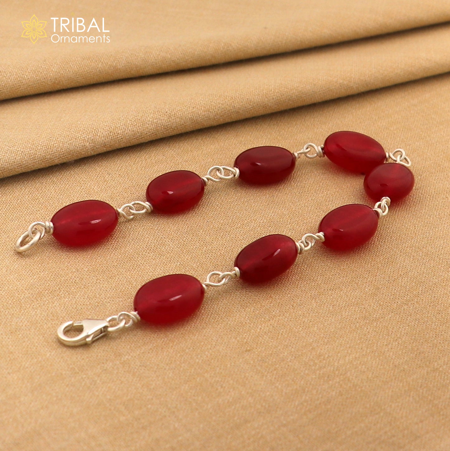 925 sterling silver handmade long bracelet, excellent oval shape jade red color gemstone unisex bracelet gifting jewelry nsbr186 - TRIBAL ORNAMENTS