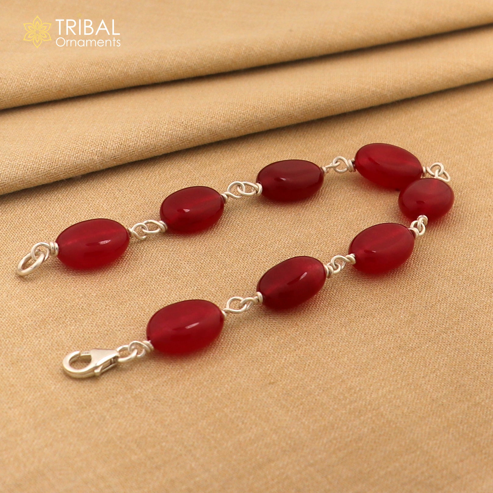 925 sterling silver handmade long bracelet, excellent oval shape jade red color gemstone unisex bracelet gifting jewelry nsbr186 - TRIBAL ORNAMENTS