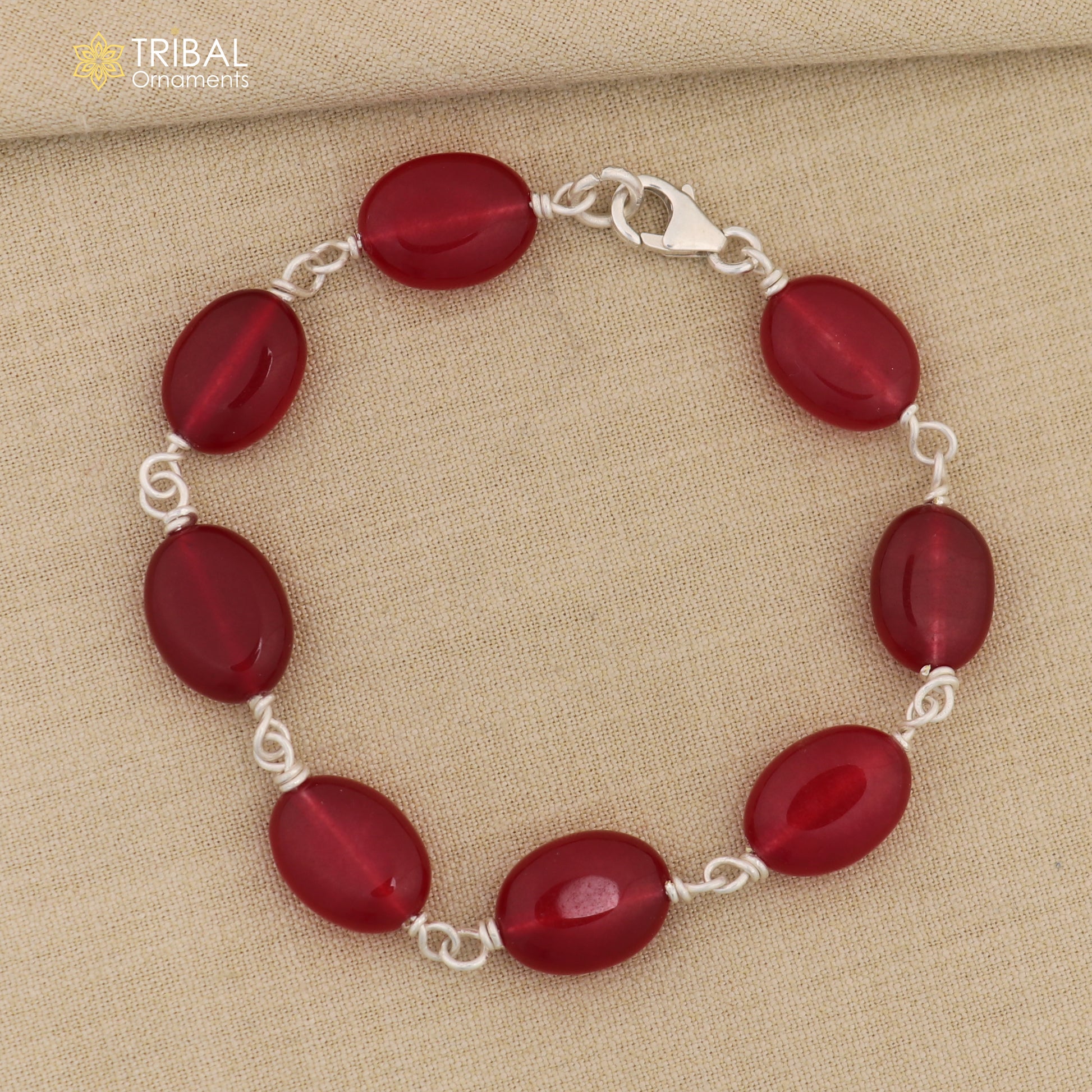 925 sterling silver handmade long bracelet, excellent oval shape jade red color gemstone unisex bracelet gifting jewelry nsbr186 - TRIBAL ORNAMENTS