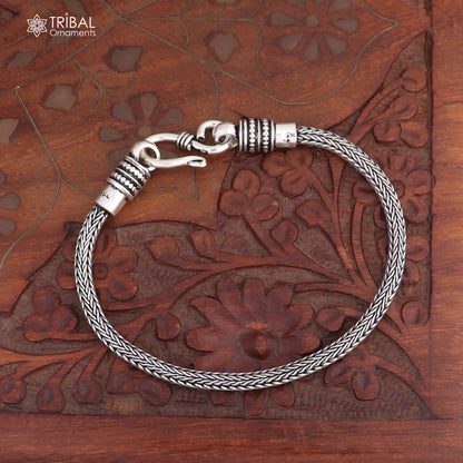 925 sterling silver wheat chain bracelet by Tribal Ornaments, stylish unisex jewelry with intricate silver design, 7-inch length.