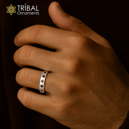 Unisex Star Forge silver ring made of 925 sterling silver with tribal-inspired design and detailed craftsmanship.