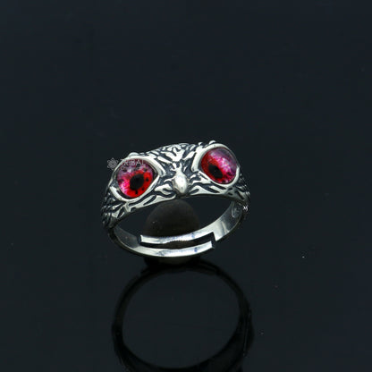 925 sterling silver red eyes Owl Ring ,Bird Ring , Bird Lover Jewelry sr714 - TRIBAL ORNAMENTS