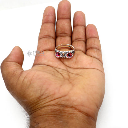 925 sterling silver  yelloweyes Owl Ring ,Bird Ring , Bird Lover Jewelry sr715 - TRIBAL ORNAMENTS