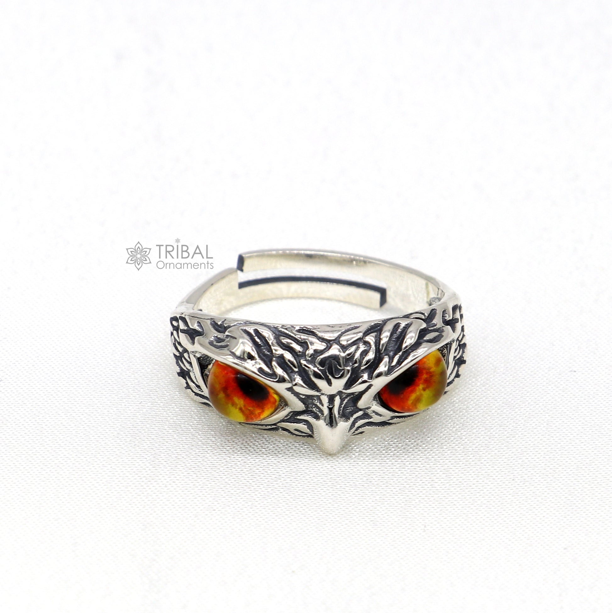 925 sterling silver  yelloweyes Owl Ring ,Bird Ring , Bird Lover Jewelry sr715 - TRIBAL ORNAMENTS