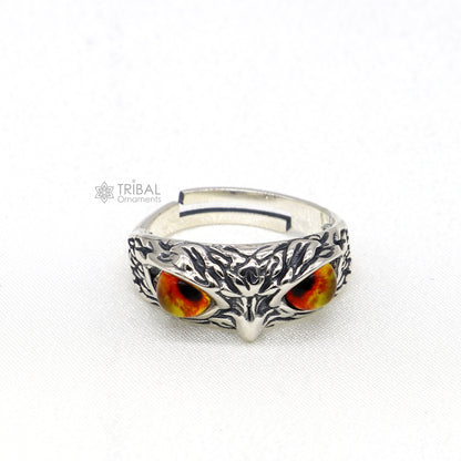 925 sterling silver  yelloweyes Owl Ring ,Bird Ring , Bird Lover Jewelry sr715 - TRIBAL ORNAMENTS