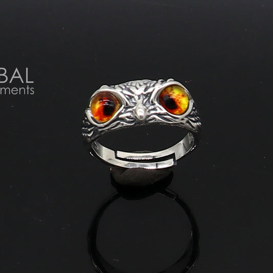 925 sterling silver  yelloweyes Owl Ring ,Bird Ring , Bird Lover Jewelry sr715 - TRIBAL ORNAMENTS