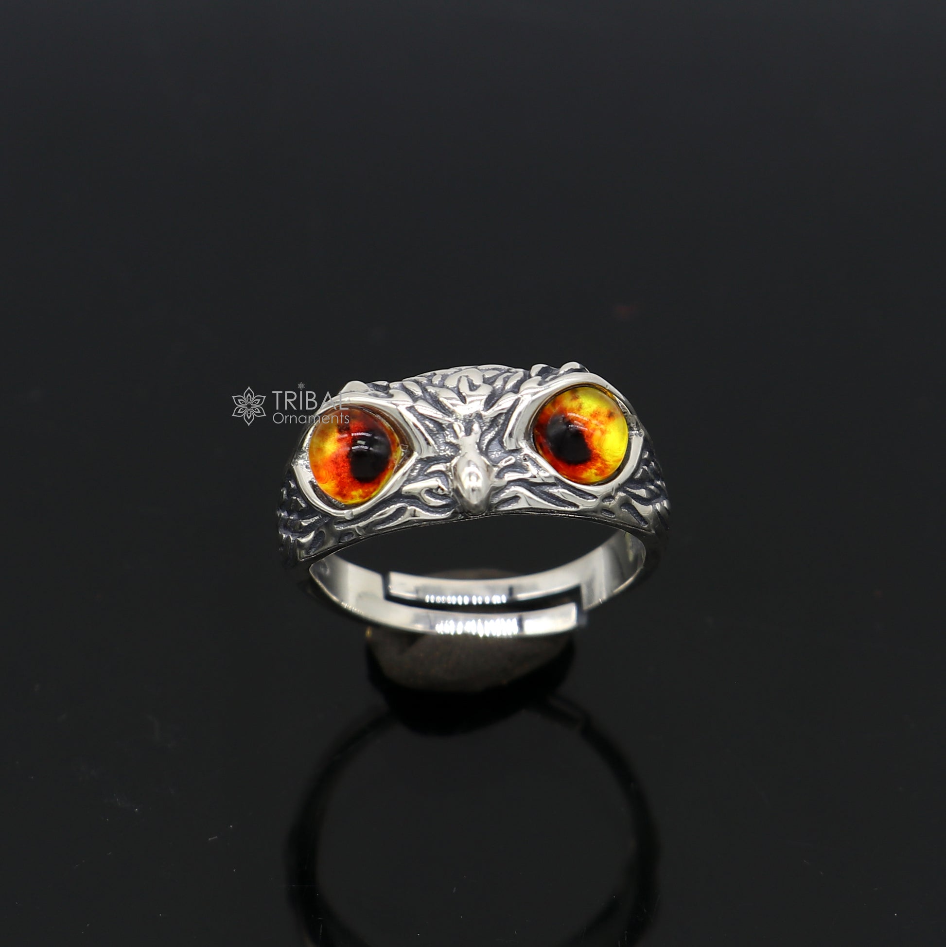 925 sterling silver  yelloweyes Owl Ring ,Bird Ring , Bird Lover Jewelry sr715 - TRIBAL ORNAMENTS