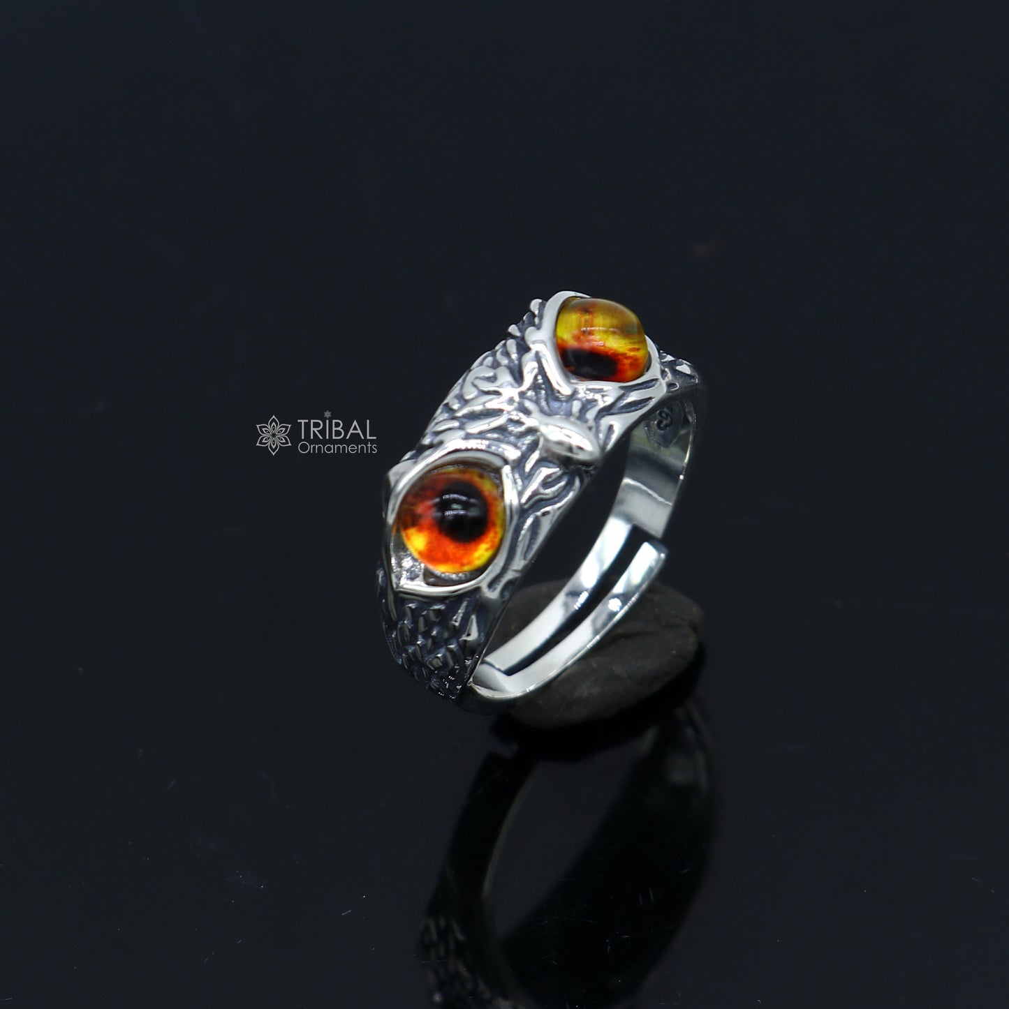 925 sterling silver  yelloweyes Owl Ring ,Bird Ring , Bird Lover Jewelry sr715 - TRIBAL ORNAMENTS