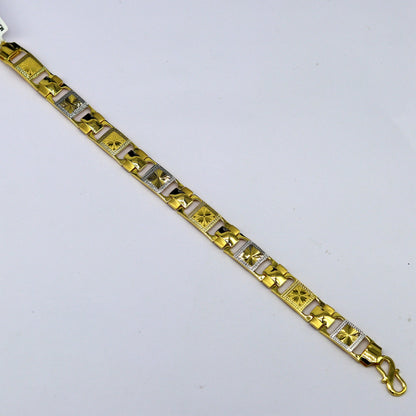 22kt yellow gold handmade stylish diamond cut design fabulous custom made bracelet, best gift for boys men, personalized gold jewelry br40 - TRIBAL ORNAMENTS