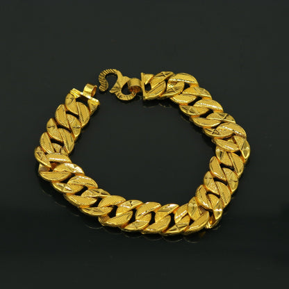 8"/8.5"/9" 22kt yellow gold custom made stylish design fabulous flexible bracelet, best gift unisex personalized gold fancy jewelry br47 - TRIBAL ORNAMENTS