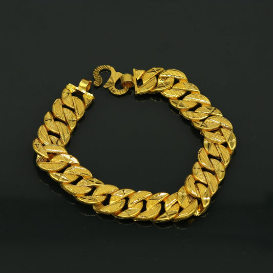 8"/8.5"/9" 22kt yellow gold custom made stylish design fabulous flexible bracelet, best gift unisex personalized gold fancy jewelry br47 - TRIBAL ORNAMENTS