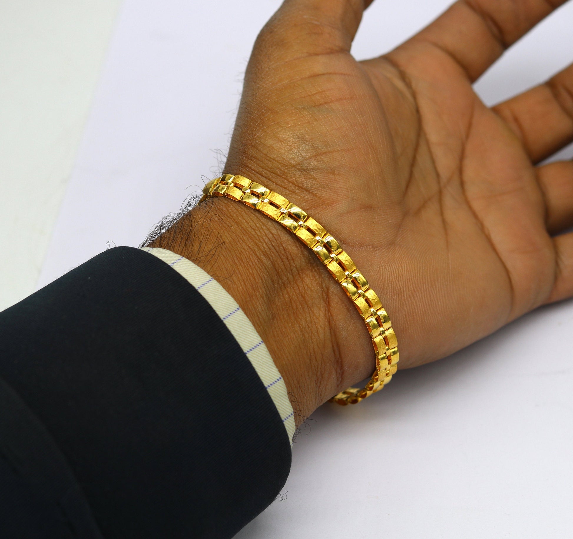 8"/8.5"/9" 22kt yellow gold custom unique stylish design fabulous flexible bracelet, best gift unisex personalized gold fancy jewelry br43 - TRIBAL ORNAMENTS