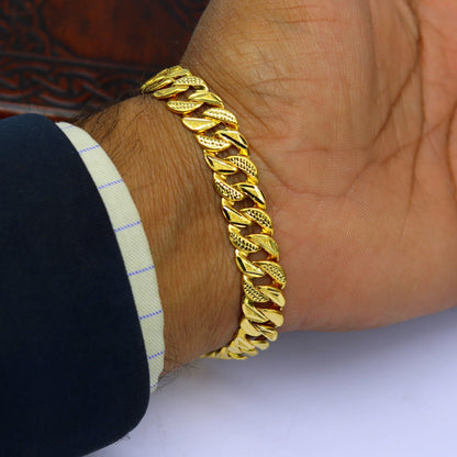 8"/8.5"/9" 22kt yellow gold custom stylish design fabulous flexible link bracelet, best gift unisex personalized gold fancy jewelry br44 - TRIBAL ORNAMENTS