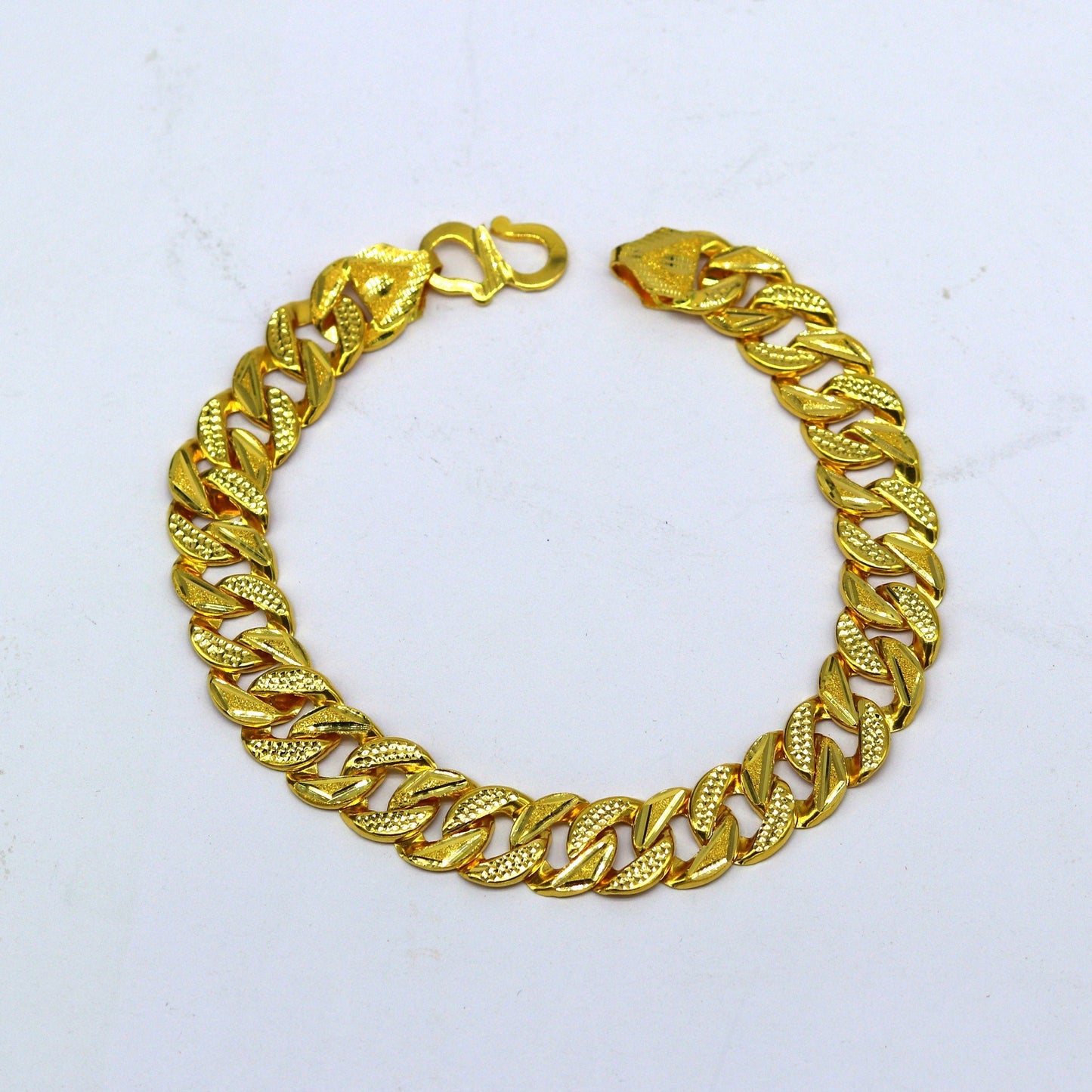 8"/8.5"/9" 22kt yellow gold custom stylish design fabulous flexible link bracelet, best gift unisex personalized gold fancy jewelry br44 - TRIBAL ORNAMENTS