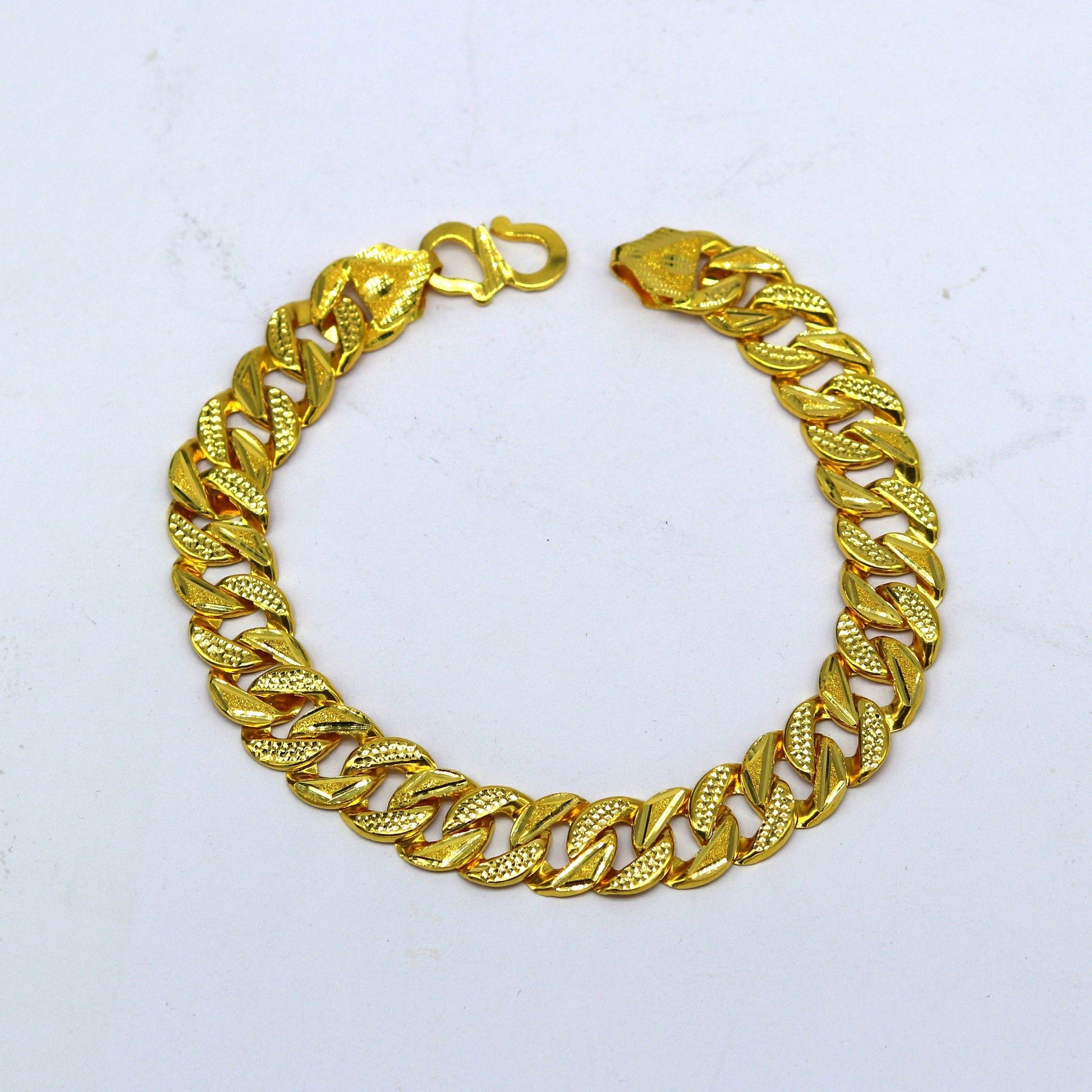 8"/8.5"/9" 22kt yellow gold custom stylish design fabulous flexible link bracelet, best gift unisex personalized gold fancy jewelry br44 - TRIBAL ORNAMENTS