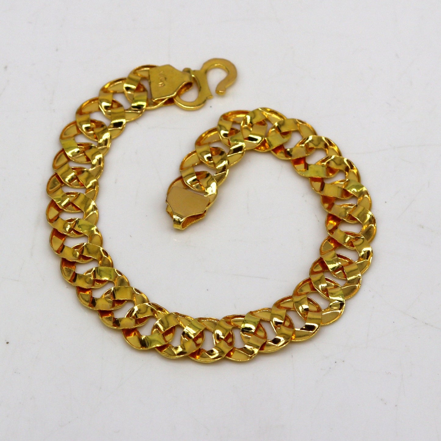 8"/8.5"/9" 22kt yellow gold custom stylish design fabulous flexible link bracelet, best gift unisex personalized gold fancy jewelry br44 - TRIBAL ORNAMENTS