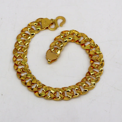 8"/8.5"/9" 22kt yellow gold custom stylish design fabulous flexible link bracelet, best gift unisex personalized gold fancy jewelry br44 - TRIBAL ORNAMENTS