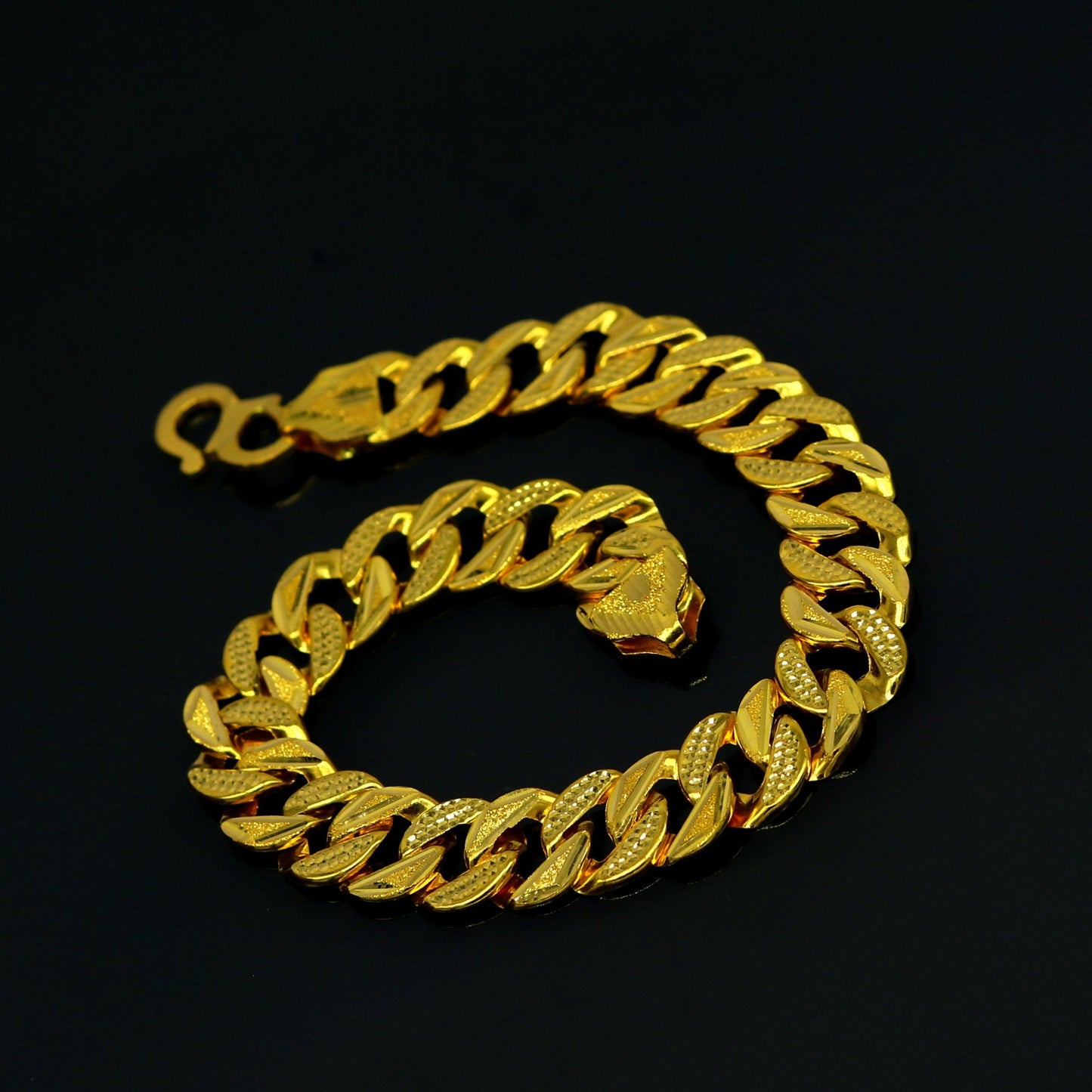 8"/8.5"/9" 22kt yellow gold custom stylish design fabulous flexible link bracelet, best gift unisex personalized gold fancy jewelry br44 - TRIBAL ORNAMENTS