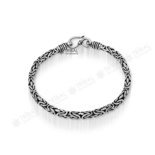 4mm 8"/9" Unique byzantine vintage design 925 Sterling silver handmade chain bracelet flexible bracelet unisex jewelry from india  sbr428 - TRIBAL ORNAMENTS