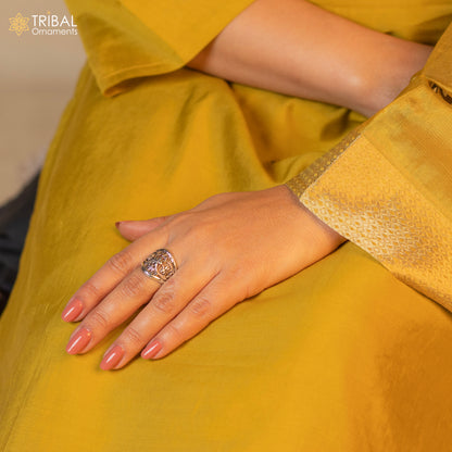 925 sterling silver ethnic flower design ring Jewelry sr771 - TRIBAL ORNAMENTS