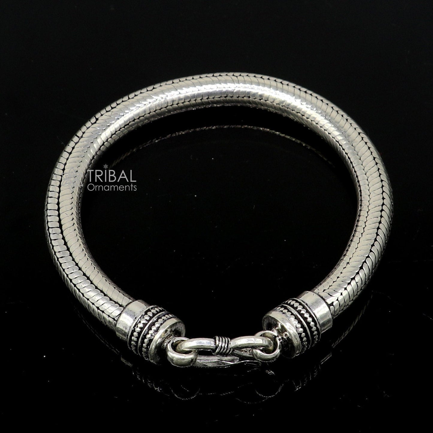 8mm  925 sterling silver handmade amazing inches snake chain flexible unisex bracelet jewelry from Rajasthan india sbr743 - TRIBAL ORNAMENTS