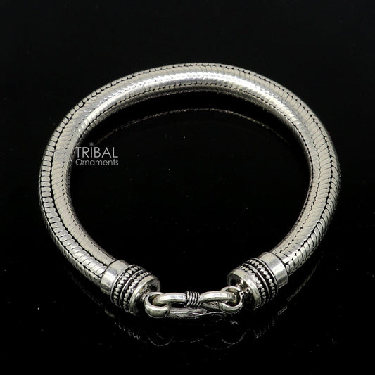 8mm  925 sterling silver handmade amazing inches snake chain flexible unisex bracelet jewelry from Rajasthan india sbr743 - TRIBAL ORNAMENTS